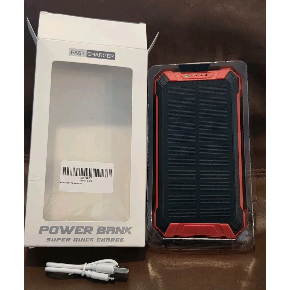 Power Bank 20000mAh Solar Portable Charger Backup Battery Dual LED IPX4 Shockpro